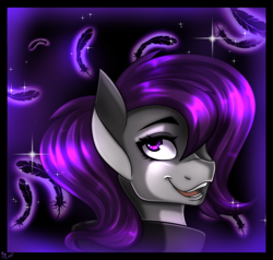 Size: 700x666 | Tagged: safe, artist:derpsonhooves, part of a set, oc, oc only, oc:morning glory (project horizons), species:pegasus, species:pony, fallout equestria, fallout equestria: project horizons, abstract background, bust, clothing, fanfic, fanfic art, female, mare, open mouth, portrait, smiling, solo, teeth