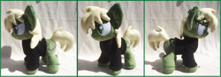 Size: 2104x743 | Tagged: safe, artist:lilmoon, oc, oc:murky, species:earth pony, species:pony, fallout equestria, clothing, colt, fallout equestria: murky number seven, fanfic art, irl, male, photo, plushie, shirt, solo