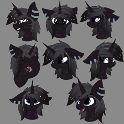 Size: 5000x5000 | Tagged: safe, artist:lunar froxy, oc, oc only, oc:nightfire, species:pony, absurd resolution, commission, expressions, eye clipping through hair, male, solo, stallion