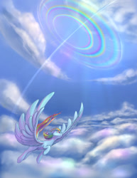 Size: 640x827 | Tagged: safe, artist:stratodraw, character:rainbow dash, species:pony, g4, my little pony: friendship is magic, female, flying, mare, solo, sonic rainboom