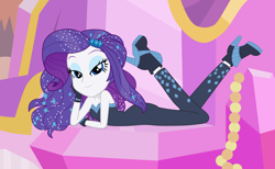 Size: 3400x2100 | Tagged: safe, artist:tabrony23, character:rarity, episode:the other side, g4, my little pony: equestria girls, my little pony:equestria girls, bare shoulders, beautiful, bedroom eyes, bodysuit, clothing, female, high heels, high res, looking at you, shoes, show accurate, sleeveless, solo, strapless