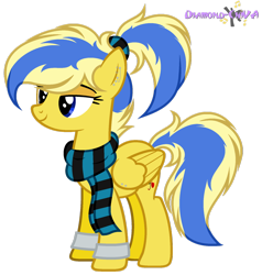 Size: 1024x1076 | Tagged: safe, artist:diamond-chiva, oc, oc:melody sweetheart, species:pegasus, species:pony, clothing, ear piercing, female, mare, piercing, scarf, simple background, solo, transparent background, wing piercing