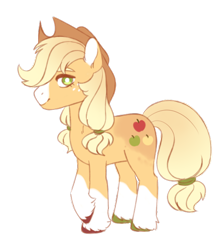 Size: 435x497 | Tagged: safe, artist:s1nb0y, character:applejack, species:earth pony, species:pony, alternate cutie mark, alternate design, clothing, colored hooves, cowboy hat, female, hat, looking at you, mare, simple background, socks (coat marking), solo, transparent background, unshorn fetlocks
