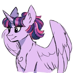 Size: 564x564 | Tagged: safe, artist:scarletskitty12, character:twilight sparkle, character:twilight sparkle (alicorn), species:alicorn, species:pony, alternate hairstyle, female, mare, simple background, smiling, solo, white background