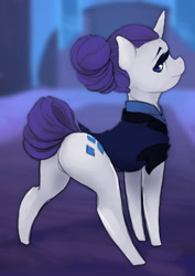 Size: 1280x1811 | Tagged: safe, artist:ronniesponies, character:rarity, species:pony, species:unicorn, g4, alternate timeline, butt, female, looking back, mare, night maid rarity, night maid rearity, nightmare takeover timeline, plot, rear view, rearity, solo