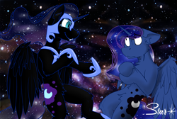 Size: 4000x2690 | Tagged: safe, artist:starrypallet, character:nightmare moon, character:princess luna, species:alicorn, species:pony, armor, ethereal mane, female, mare