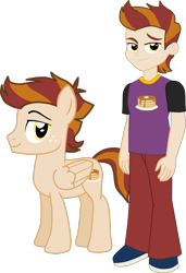 Size: 1747x2554 | Tagged: safe, artist:shadymeadow, oc, oc:prank cakes, species:pegasus, species:pony, my little pony:equestria girls, clothing, equestria girls-ified, human ponidox, male, ponidox, self ponidox, show accurate, simple background, teenager, transparent background