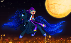 Size: 1171x712 | Tagged: safe, artist:c-puff, character:princess luna, crossover, nights into dreams