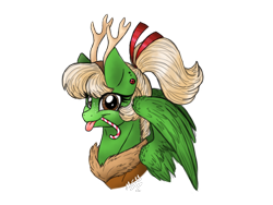 Size: 2048x1536 | Tagged: safe, artist:melonseed11, oc, oc:melon seed, species:pegasus, species:pony, antlers, bust, candy, candy cane, female, food, mare, portrait, reindeer antlers, simple background, solo, transparent background
