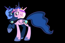 Size: 3489x2297 | Tagged: safe, artist:theunknowenone1, character:princess cadance, character:princess luna, species:alicorn, species:pony, conjoined, female, filly, four heads, fusion, mare, multiple heads