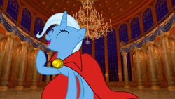 Size: 5640x3184 | Tagged: safe, artist:disneymarvel96, character:trixie, species:pony, beauty and the beast, brooch, cape, clothing, disney