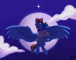 Size: 2500x2000 | Tagged: safe, artist:glitterstar2000, character:rainbow dash, species:pegasus, species:pony, clothing, female, flying, mare, rainbow dantes, smiling, solo, the count of monte cristo, the man i used to be