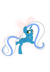 Size: 2039x2894 | Tagged: safe, artist:riofluttershy, oc, oc only, oc:fleurbelle, species:alicorn, species:pony, adorabelle, adorable face, alicorn oc, bow, cute, female, fluffy, hair bow, happy, hoof on chin, long hair, long mane, long tail, looking at you, looking back, looking back at you, lying down, mare, ribbon, simple background, smiling, smiling at you, sweet, white background, yellow eyes