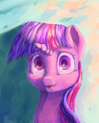 Size: 792x978 | Tagged: safe, artist:stratodraw, character:twilight sparkle, character:twilight sparkle (unicorn), species:pony, species:unicorn, abstract background, bust, female, looking at you, mare, portrait, solo, speedpaint