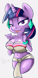 Size: 1213x2444 | Tagged: safe, artist:catlion3, character:twilight sparkle, species:anthro, belly button, breasts, busty twilight sparkle, chel, the road to el dorado