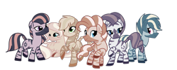 Size: 3723x1490 | Tagged: safe, artist:andromedasparkz, character:applejack, character:fluttershy, character:pinkie pie, character:rainbow dash, character:rarity, character:twilight sparkle, species:zebra, female, mane six, simple background, species swap, transparent background, zebrafied
