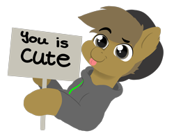 Size: 4960x4001 | Tagged: safe, artist:almond evergrow, oc, oc only, oc:almond evergrow, species:pony, meme, sign, simple background, solo, tongue out, transparent background