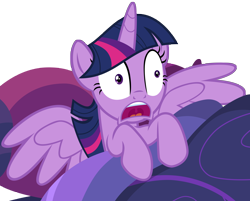 Size: 5380x4330 | Tagged: safe, artist:famousmari5, character:twilight sparkle, character:twilight sparkle (alicorn), species:alicorn, species:pony, episode:a health of information, g4, my little pony: friendship is magic, absurd resolution, bed, faec, female, mare, open mouth, simple background, solo, transparent background, uvula, wide eyes, wings