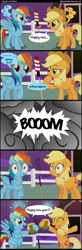 Size: 1000x3040 | Tagged: safe, artist:coltsteelstallion, character:applejack, character:rainbow dash, cider, comic, explosion, fireworks, new year, tower of pimps