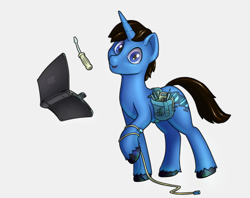 Size: 1418x1123 | Tagged: safe, artist:stratodraw, oc, oc only, oc:techpony, species:pony, computer, laptop computer, screwdriver