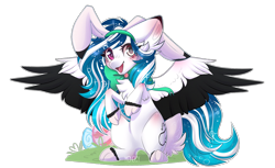 Size: 1882x1152 | Tagged: safe, artist:monogy, oc, oc only, oc:marie pixel, species:pegasus, species:pony, animal costume, bunny costume, clothing, costume, easter, female, holiday, mare, simple background, solo, spread wings, transparent background, two toned wings, wings
