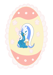 Size: 2894x4093 | Tagged: safe, artist:riofluttershy, oc, oc:fleurbelle, species:alicorn, species:pony, adorabelle, adorable face, alicorn oc, bow, bunny ears, bunny tail, cute, easter bunny, easter egg, female, hair bow, looking back, mare, ribbon