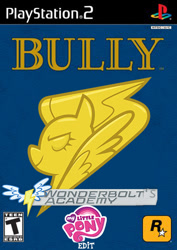Size: 353x500 | Tagged: safe, artist:kysss90, species:pony, bully, bully (video game), parody, playstation 2, reference, rockstar games, rockstar games logo, video game, video game reference