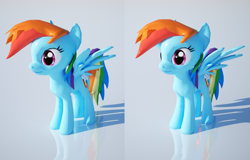 Size: 1200x770 | Tagged: safe, artist:duskie-06, character:rainbow dash, species:pony, 3d, 3d model, cross eye stereogram, female, solo