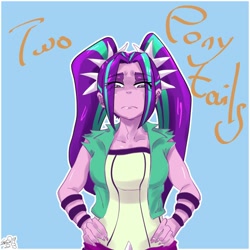 Size: 1000x1000 | Tagged: safe, artist:sozglitch, character:aria blaze, my little pony:equestria girls, female, pigtails, solo, twintails