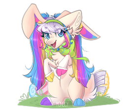 Size: 1282x1152 | Tagged: safe, artist:monogy, oc, oc:funfetti, species:earth pony, species:pony, animal costume, bunny costume, clothing, costume, female, mare, simple background, solo, transparent background