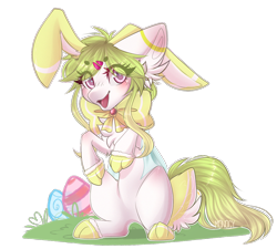 Size: 1280x1152 | Tagged: safe, artist:monogy, oc, oc:jellyfish, species:earth pony, species:pony, animal costume, bunny costume, clothing, costume, female, mare, simple background, solo, transparent background