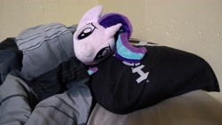 Size: 4096x2304 | Tagged: safe, artist:lilmoon, character:starlight glimmer, species:pony, species:unicorn, blanket, cute, female, glimmerbetes, irl, mare, photo, pillow, plushie, tucking in