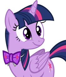 Size: 4048x4744 | Tagged: safe, artist:deathnyan, artist:disneymarvel96, edit, character:twilight sparkle, character:twilight sparkle (alicorn), species:alicorn, species:pony, bow tie, bowties are cool, female, happy, mare, simple background, smiling, solo, sparkly, vector, vector edit, white background