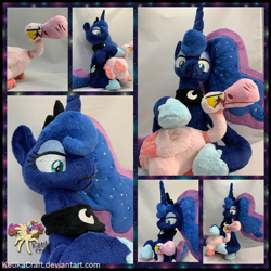 Size: 1020x1020 | Tagged: safe, artist:ketika, character:princess luna, species:alicorn, species:pony, episode:sparkle's seven, g4, my little pony: friendship is magic, animal, ethereal mane, female, galaxy mane, goose, hoof shoes, luna petting goose, plushie, solo, that was fast
