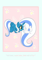 Size: 2894x4093 | Tagged: safe, artist:riofluttershy, oc, oc:fleurbelle, species:alicorn, species:pony, alicorn oc, bow, cat, female, hair bow, long hair, long mane, long tail, mare, paw prints, pet, pink bow, ribbon, yellow eyes