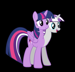 Size: 4745x4569 | Tagged: safe, artist:theunknowenone1, character:twilight sparkle, character:twilight sparkle (alicorn), character:twilight velvet, species:alicorn, species:pony, conjoined, female, fusion, mother and daughter, multiple heads, two heads, wat, we have become one, what has science done