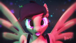 Size: 3840x2160 | Tagged: safe, artist:darkskye, oc, oc:darkskye, species:anthro, species:pegasus, species:pony, 3d, acid, big eyes, chromatic aberration, drugs, ear piercing, female, looking at you, lsd, mare, nexgen, party, piercing, psychedelic, rave, solo, source filmmaker, tongue out, trippy, wings