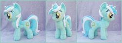 Size: 2073x728 | Tagged: safe, artist:lilmoon, character:lyra heartstrings, species:pony, species:unicorn, female, horn, irl, mare, photo, plushie, smiling, standing