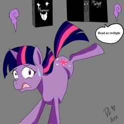 Size: 900x900 | Tagged: safe, artist:derpsonhooves, character:twilight sparkle, book, twilight (series)
