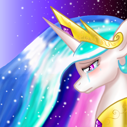 Size: 2000x2000 | Tagged: safe, artist:derpsonhooves, character:princess celestia, crying, female, solo