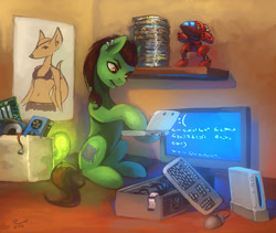 Size: 900x760 | Tagged: safe, artist:asimos, oc, species:earth pony, species:pony, blue screen of death, computer, solo