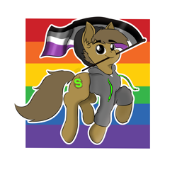 Size: 8000x8000 | Tagged: safe, artist:almond evergrow, oc, oc:almond evergrow, species:earth pony, species:pony, asexual, asexual pride flag, asexuality, gay pride, gay pride flag, lgbt, male, positive ponies, pride, pride flag, pride month, pride ponies, rainbow, rainbow background, solo, stallion