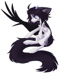 Size: 1083x1326 | Tagged: safe, artist:monogy, oc, oc:monogy, species:dracony, female, hybrid, missing wing, simple background, solo, transparent background