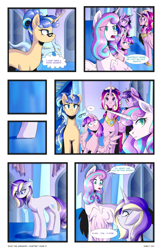 Size: 2301x3549 | Tagged: safe, artist:darlyjay, character:princess cadance, character:princess flurry heart, character:twilight sparkle, character:twilight sparkle (alicorn), oc, oc:atlas, oc:heartbeat, oc:starfall sparkle, oc:sterling sentry, parent:flash sentry, parent:princess cadance, parent:shining armor, parent:twilight sparkle, parents:flashlight, parents:shiningcadance, species:alicorn, species:pegasus, species:pony, species:unicorn, comic:save the harmony, comic, crystal empire, female, filly, glasses, magic, mare, offspring, older