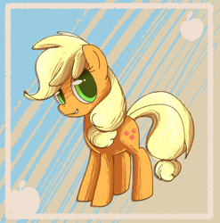 Size: 1932x1953 | Tagged: safe, artist:andromedasparkz, character:applejack, species:earth pony, species:pony, newbie artist training grounds, female, mare, simple background, smiling, solo, standing