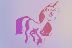 Size: 1024x693 | Tagged: safe, artist:stratodraw, character:twilight sparkle, character:twilight sparkle (unicorn), species:pony, species:unicorn, blank flank, female, gradient background, limited palette, looking up, mare, solo