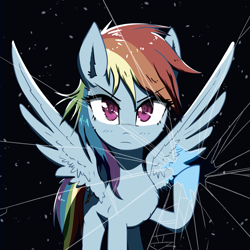 Size: 3800x3800 | Tagged: safe, artist:yinglongfujun, character:rainbow dash, species:pegasus, species:pony, breaking the fourth wall, broken glass, female, mare, solo