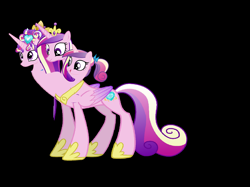 Size: 3041x2273 | Tagged: safe, artist:theunknowenone1, character:princess cadance, species:alicorn, species:pony, 1000 years in photoshop, fusion, multiple heads, teen princess cadance, three heads, we have become one