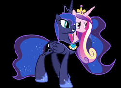 Size: 7417x5407 | Tagged: safe, artist:theunknowenone1, character:princess cadance, character:princess luna, species:alicorn, species:pony, fusion, multiple heads, two heads, we have become one