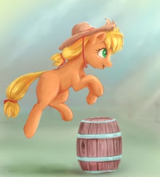 Size: 1024x1135 | Tagged: safe, artist:stratodraw, character:applejack, species:pony, barrel, female, mare, smiling, solo